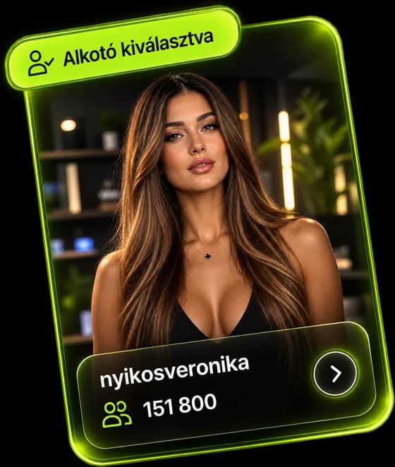 Alkotó kiválasztva a Creatorz felületén, hitelesített követőszámmal.