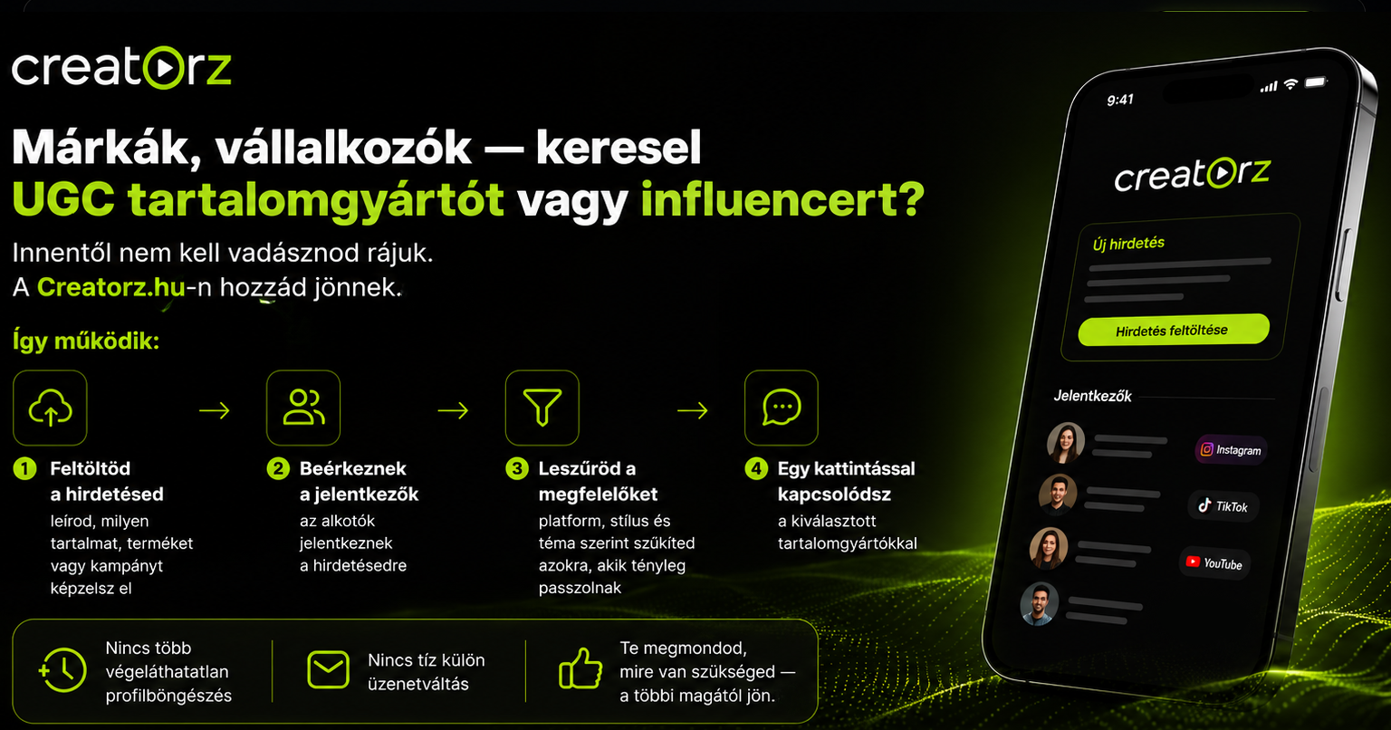 Creatorz — UGC tartalomgyártók, influencerek és modellek egy helyen